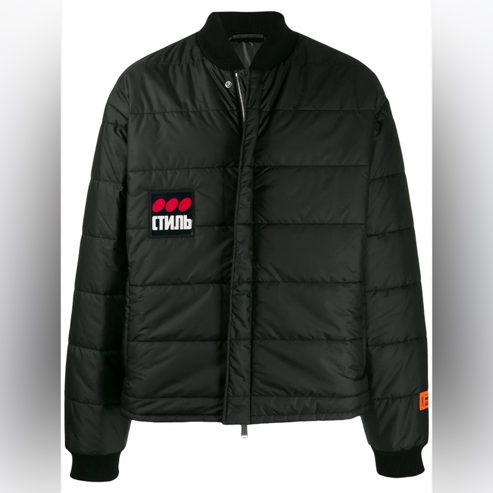 Heron Preston Quilted Puffer Jacket Black Size M Made in Italy Streetwear